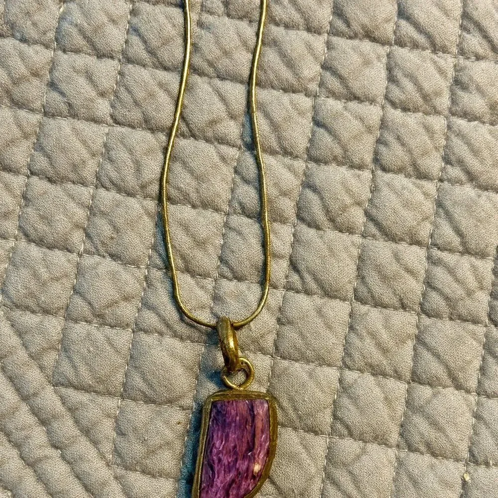 Vintage Sterling Silver Charoite Pendant w/24